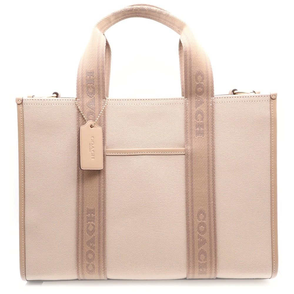 COACH(コーチ) スミス トートバッグ ハンドバッグ ゴールド金具 ベージュ キャンバス×レザー CAK93