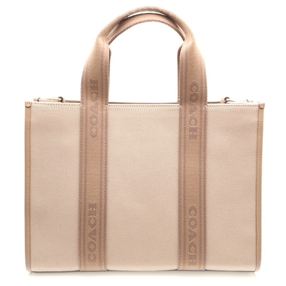 COACH(コーチ) スミス トートバッグ ハンドバッグ ゴールド金具 ベージュ キャンバス×レザー CAK93