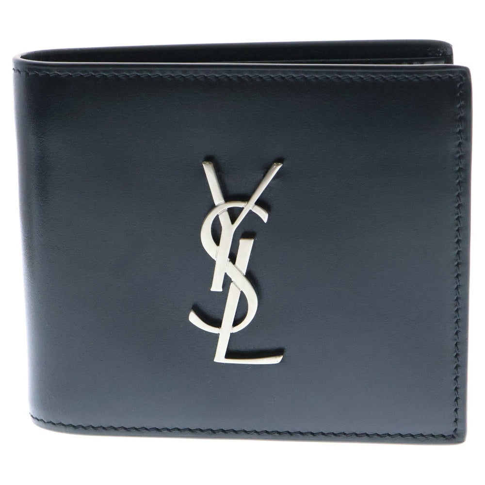 SAINT LAURENT PARIS(サンローランパリ) カサンドラ 二つ折り財布 カードケース ウォレット ブラック シルバー金具 レザー 453276