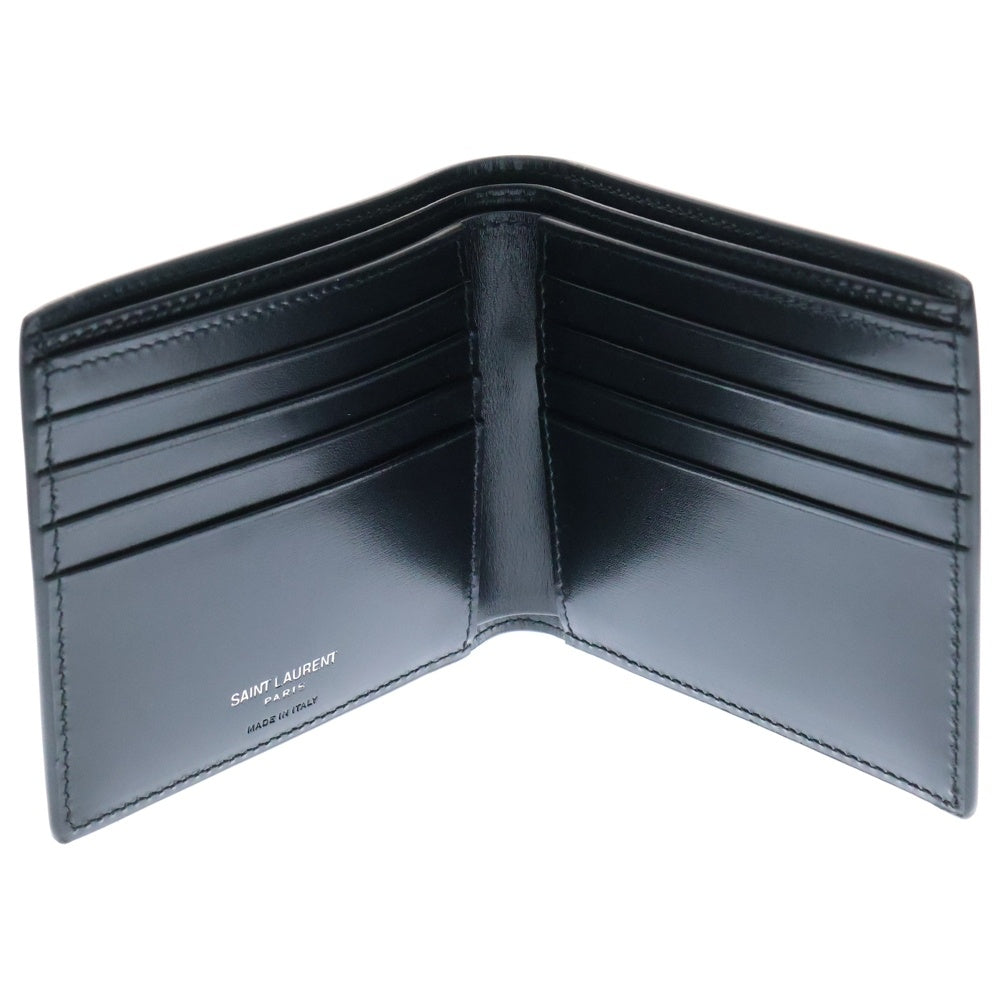 SAINT LAURENT PARIS(サンローランパリ) カサンドラ 二つ折り財布 カードケース ウォレット ブラック シルバー金具 レザー 453276