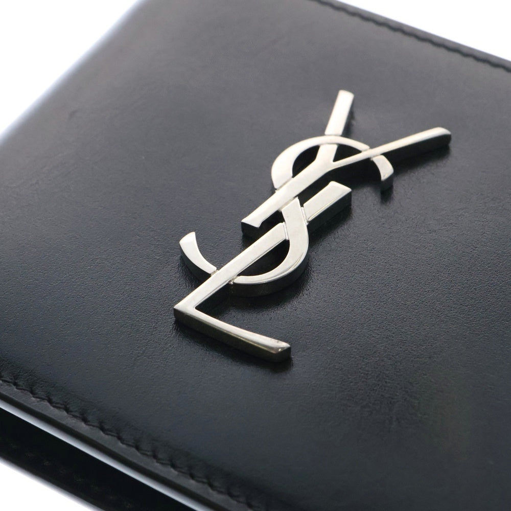 SAINT LAURENT PARIS(サンローランパリ) カサンドラ 二つ折り財布 カードケース ウォレット ブラック シルバー金具 レザー 453276