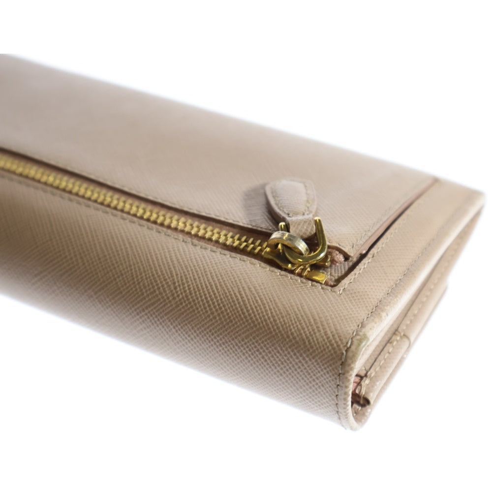 PRADA(プラダ) サフィアーノ 長財布 ロングウォレット カードケース ゴールド金具 ベージュ レザー 1M1132