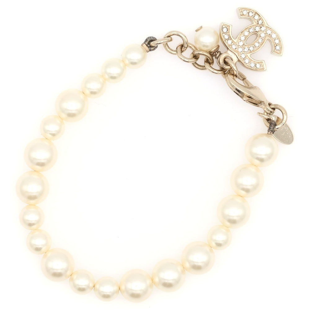 CHANEL(シャネル) ココマーク フェイクパールブレスレット ホワイト ゴールド GP A13S