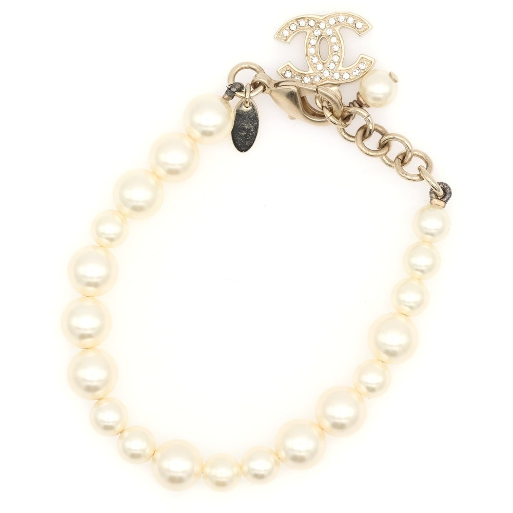 CHANEL(シャネル) ココマーク フェイクパールブレスレット ホワイト ゴールド GP A13S