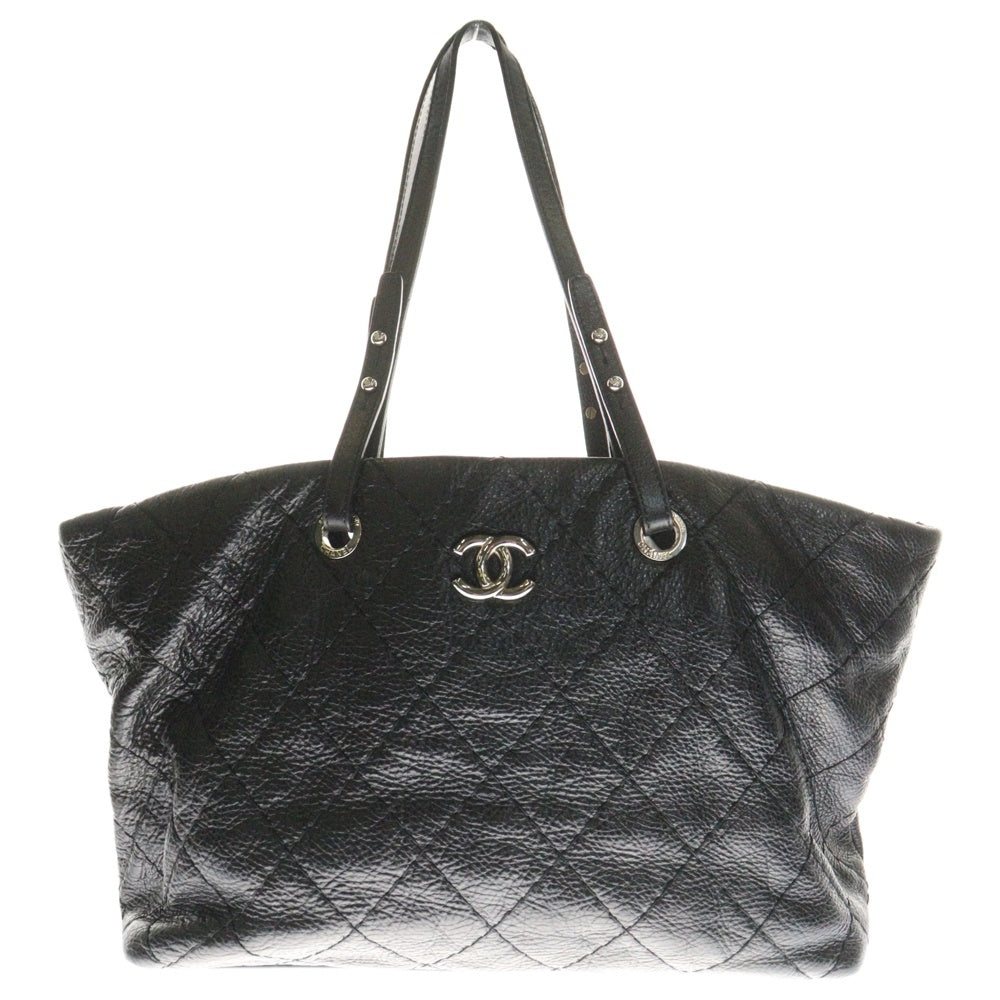 CHANEL(シャネル) ココマーク トートバッグ ハンドバッグ ブラック シルバー金具 カーフスキン