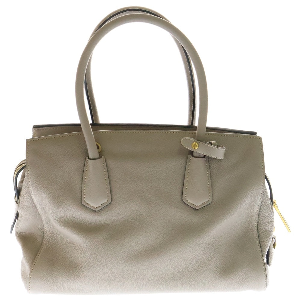 PRADA(プラダ) ハンドバッグ 肩掛けバッグ ゴールド金具 ベージュ レザー トライアングルロゴプレート