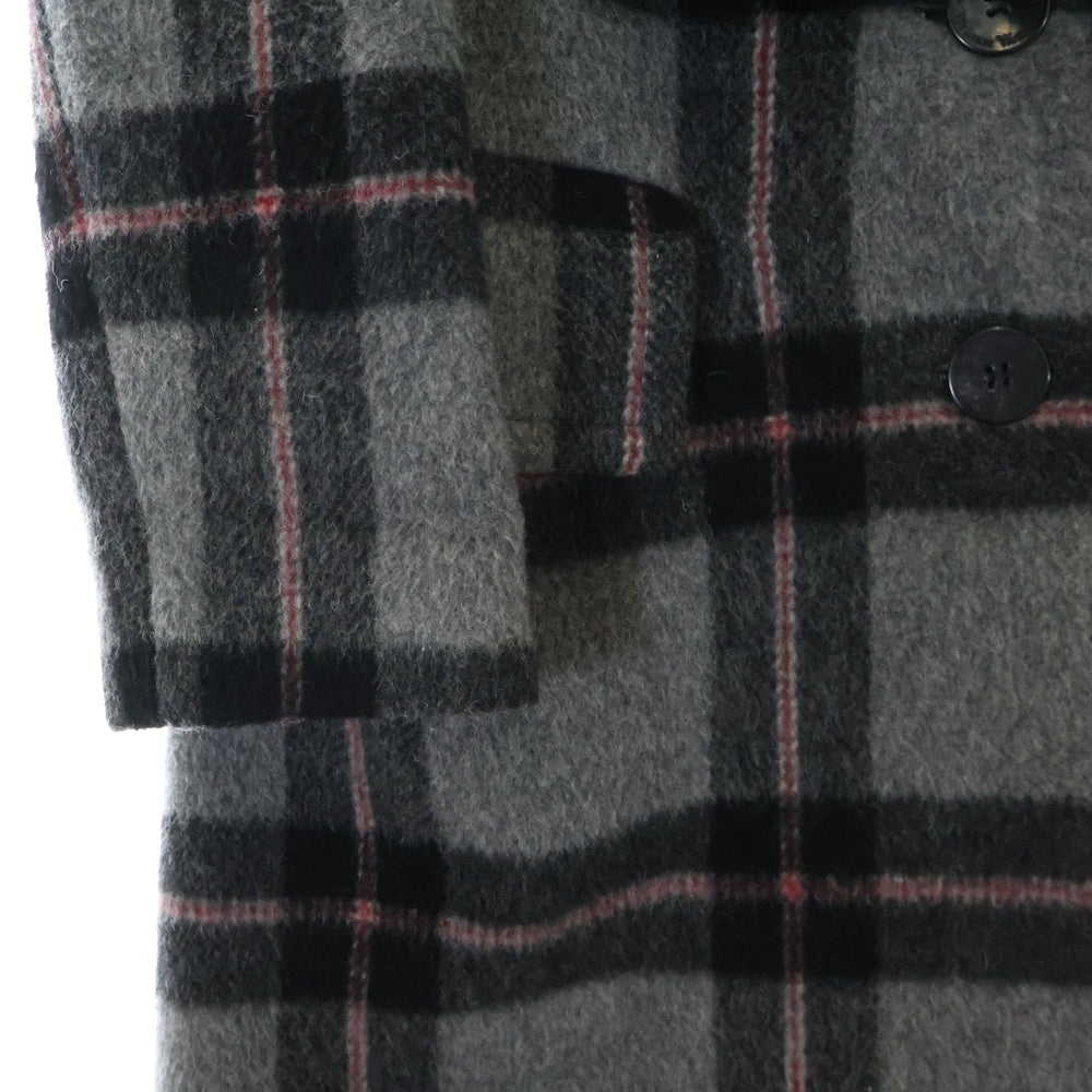 Vivienne Westwood(ヴィヴィアンウエストウッド) 変形 チェック総柄 ビッグラペル 2B ウール チェスターコート グレー レディース 15-01-662012