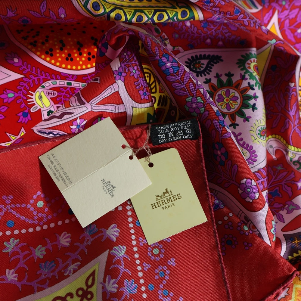 HERMES(エルメス) 生命の木 カレ90 レッド スカーフ シルク