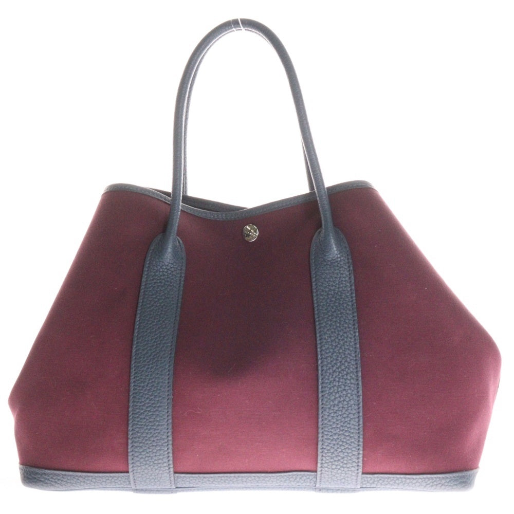 HERMES(エルメス) ガーデンパーティPM ハンドバッグ トートバッグ ワインレッド×ネイビー シルバー金具 ネゴンダ×トワルオフィシェ T刻印