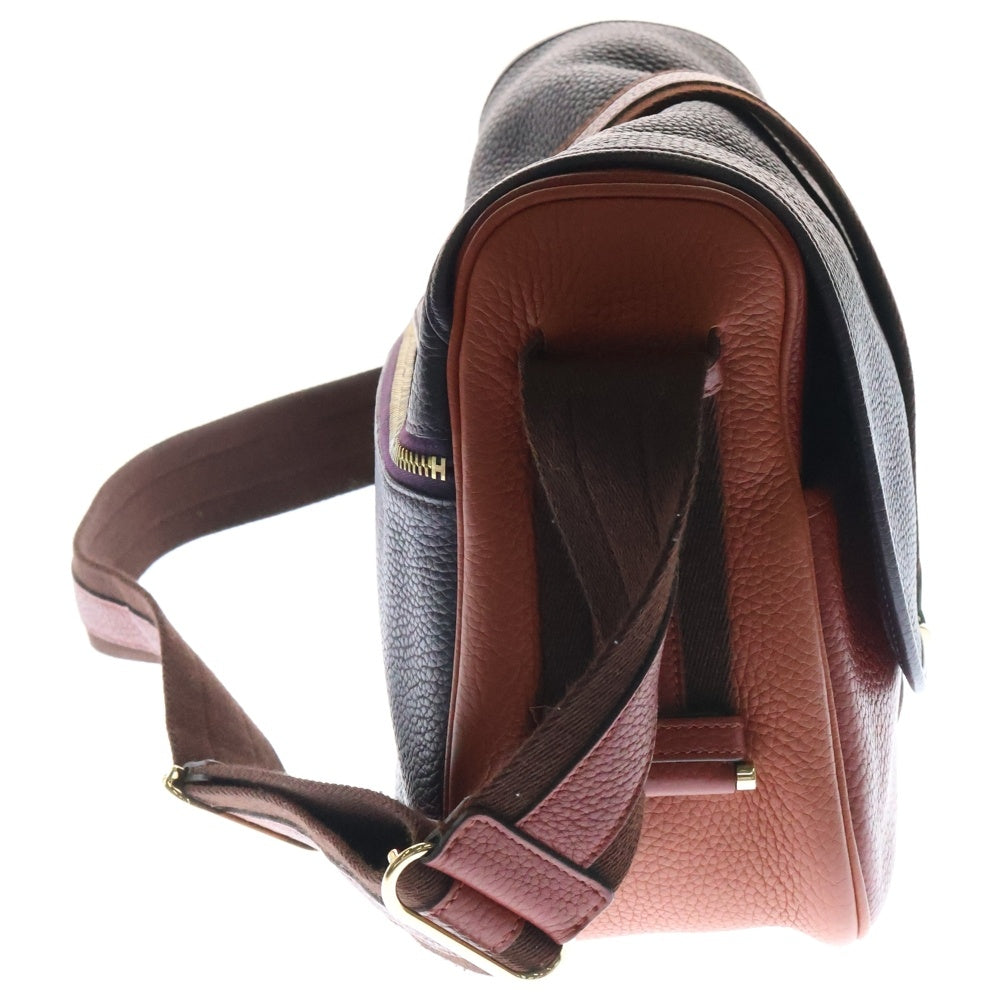 HERMES(エルメス) ブールラング トリヨン ショルダーバッグ パープル×レッド ゴールド金具 □R刻印