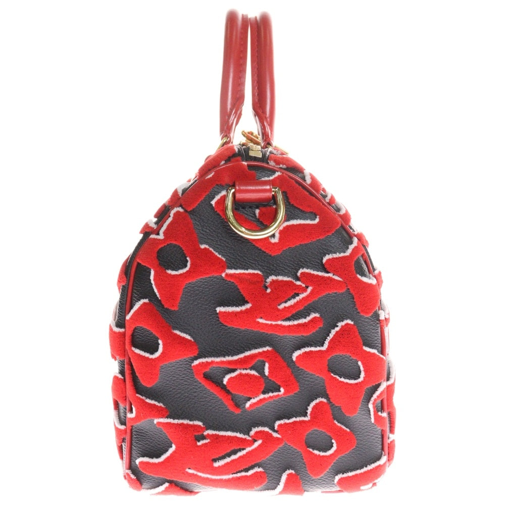 LOUIS VUITTON(ルイヴィトン) ×UF ウルスフィッシャー モノグラムタフテッド スピーディバンドリエール25 2WAY レザーハンドバッグ ショルダーバッグ レッド×ブラック M45552
