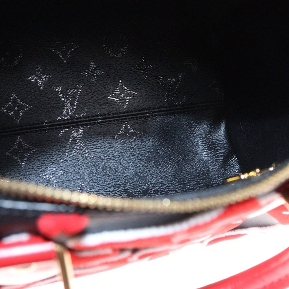 LOUIS VUITTON(ルイヴィトン) ×UF ウルスフィッシャー モノグラムタフテッド スピーディバンドリエール25 2WAY レザーハンドバッグ ショルダーバッグ レッド×ブラック M45552