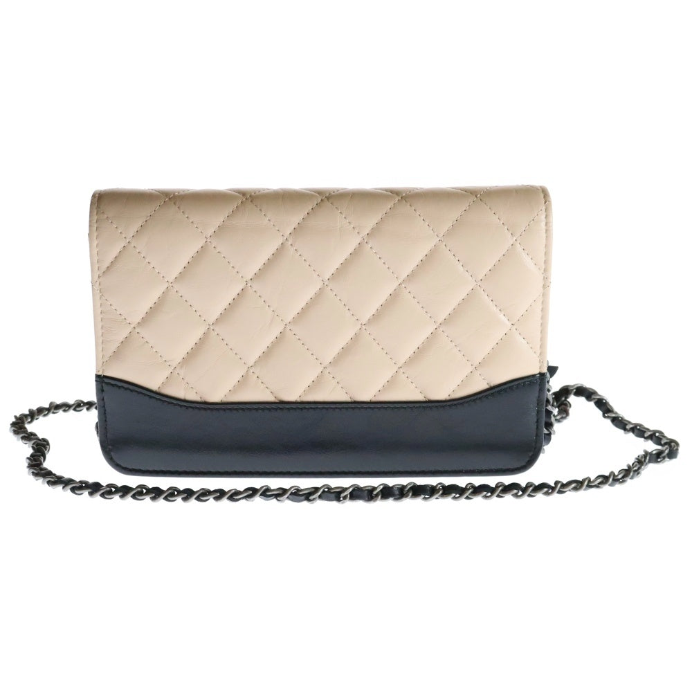 CHANEL(シャネル) ガブリエル ドゥ マトラッセ ココマーク バイカラー ラムスキン レザー チェーンウォレット ショルダーバッグ ゴールド/シルバー金具 ピンク/ブラック 24番台
