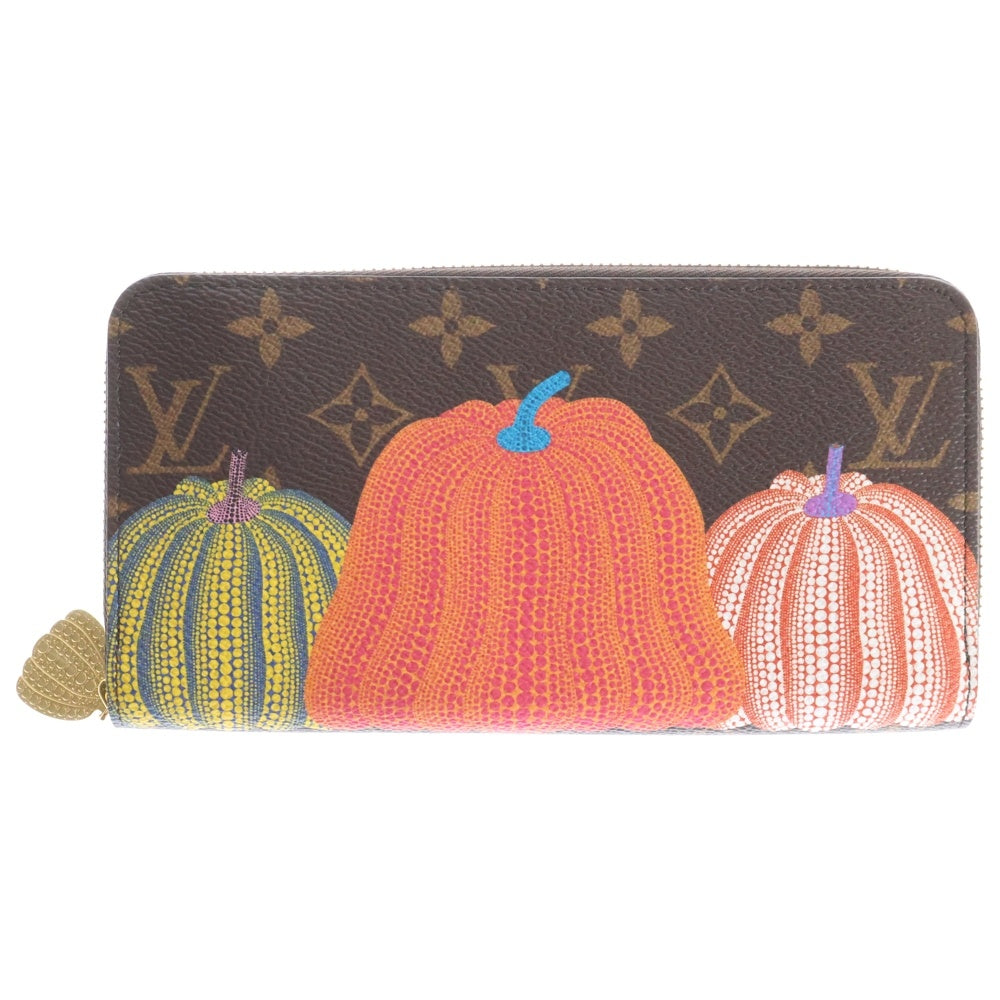 LOUIS VUITTON(ルイヴィトン) ×草間彌生 LV YKジッピー ロングウォレット モノグラム ラウンドファスナー 長財布 ゴールド金具 ブラウン/マルチカラー M82106 RFID