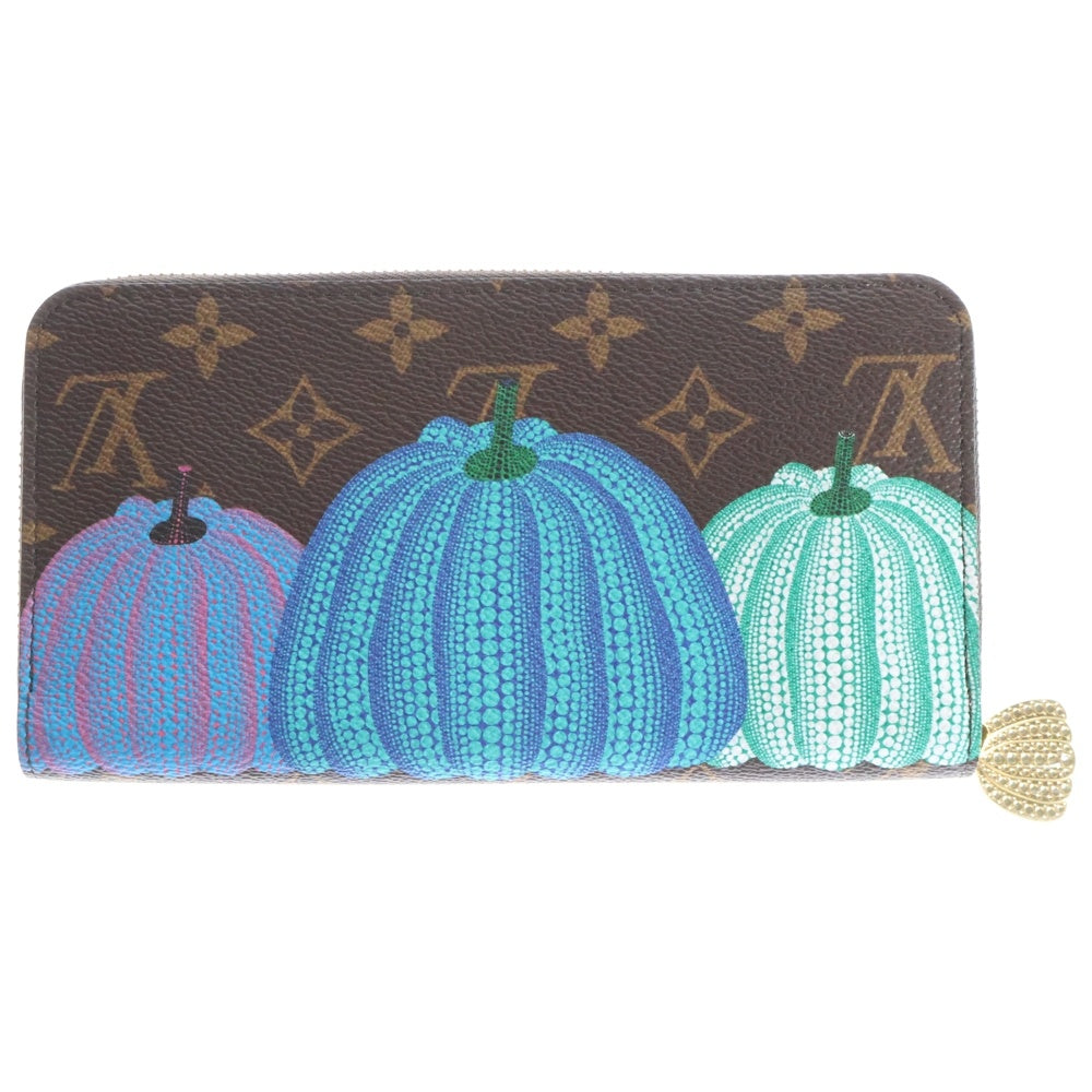 LOUIS VUITTON(ルイヴィトン) ×草間彌生 LV YKジッピー ロングウォレット モノグラム ラウンドファスナー 長財布 ゴールド金具 ブラウン/マルチカラー M82106 RFID