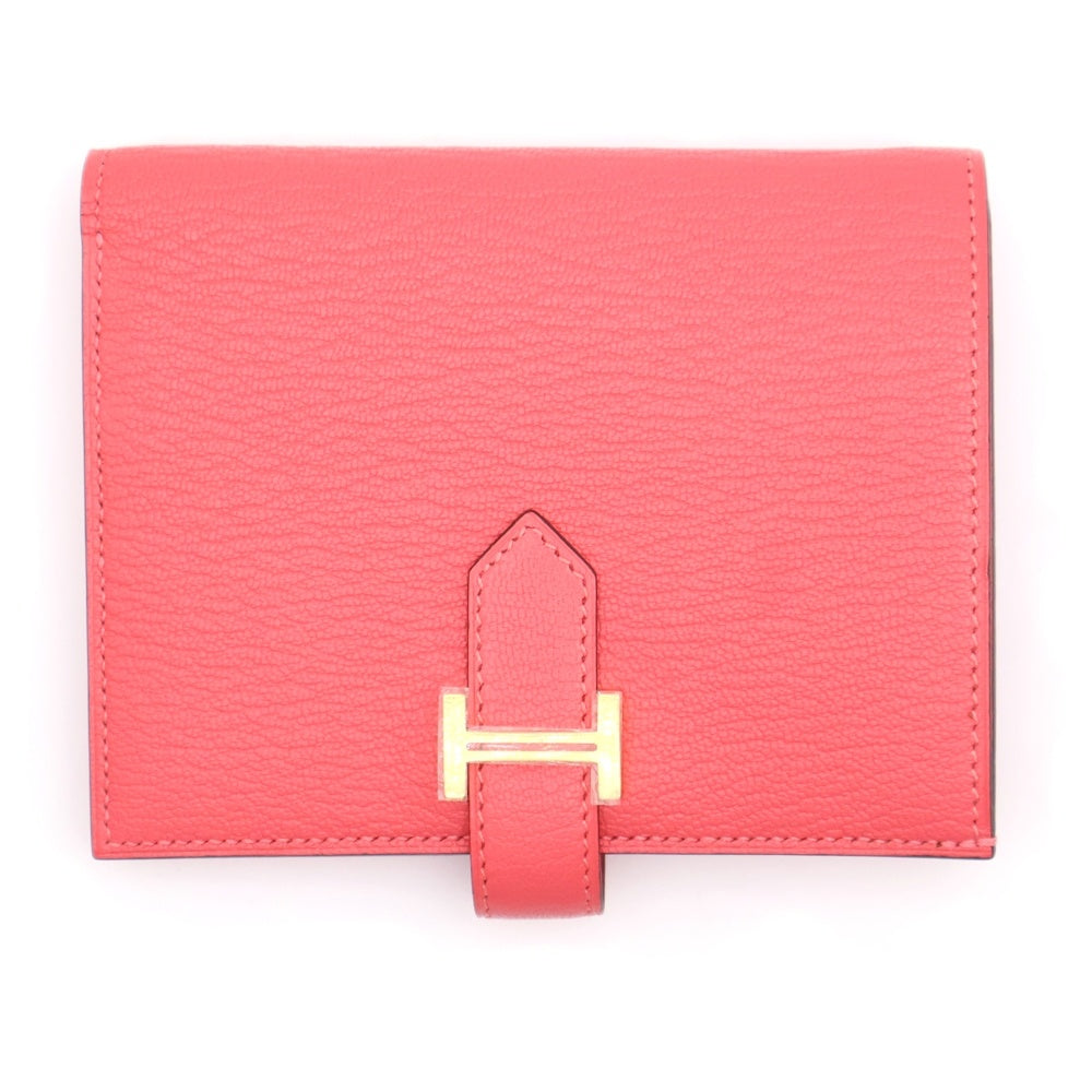 HERMES(エルメス) ベアンコンパクト シェーブル ゴールド金具 ピンク A刻印
