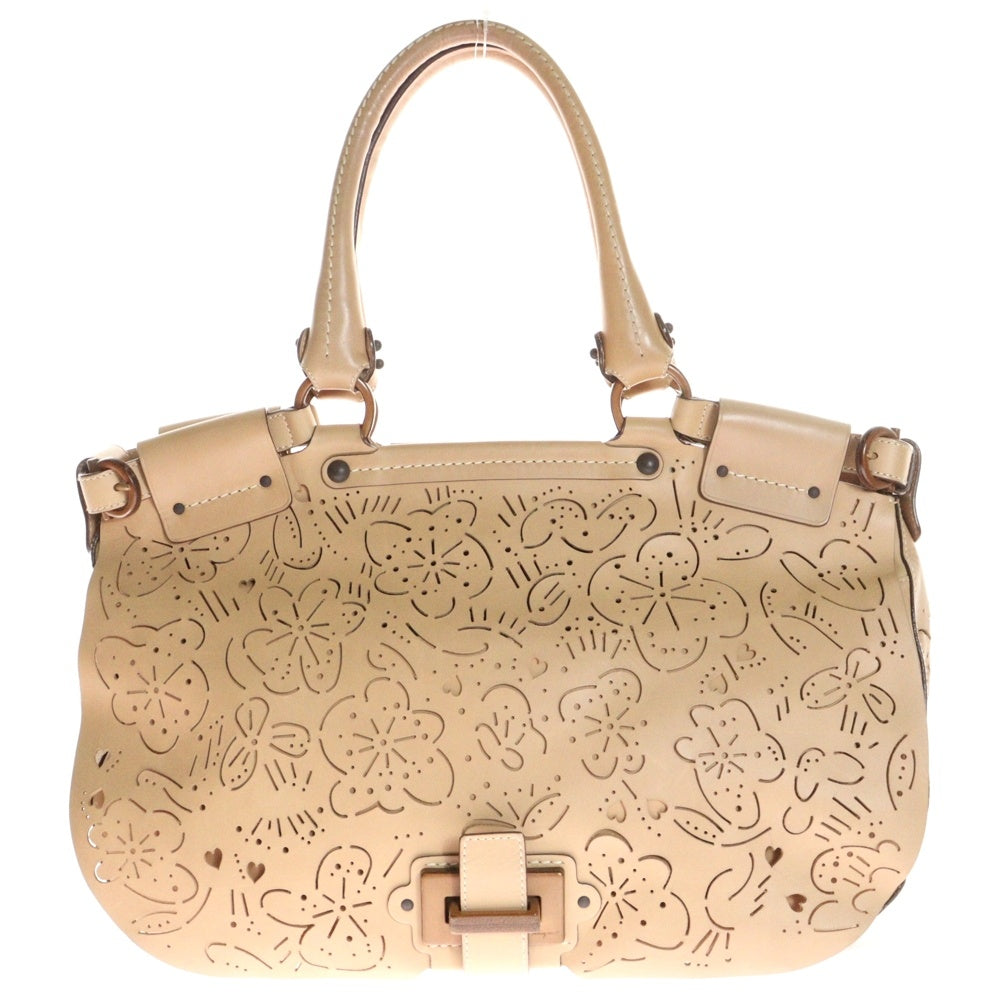 Salvatore Ferragamo(サルヴァトーレ フェラガモ) ハンドバッグ フラワーモチーフ ベージュ レザー トートバッグ