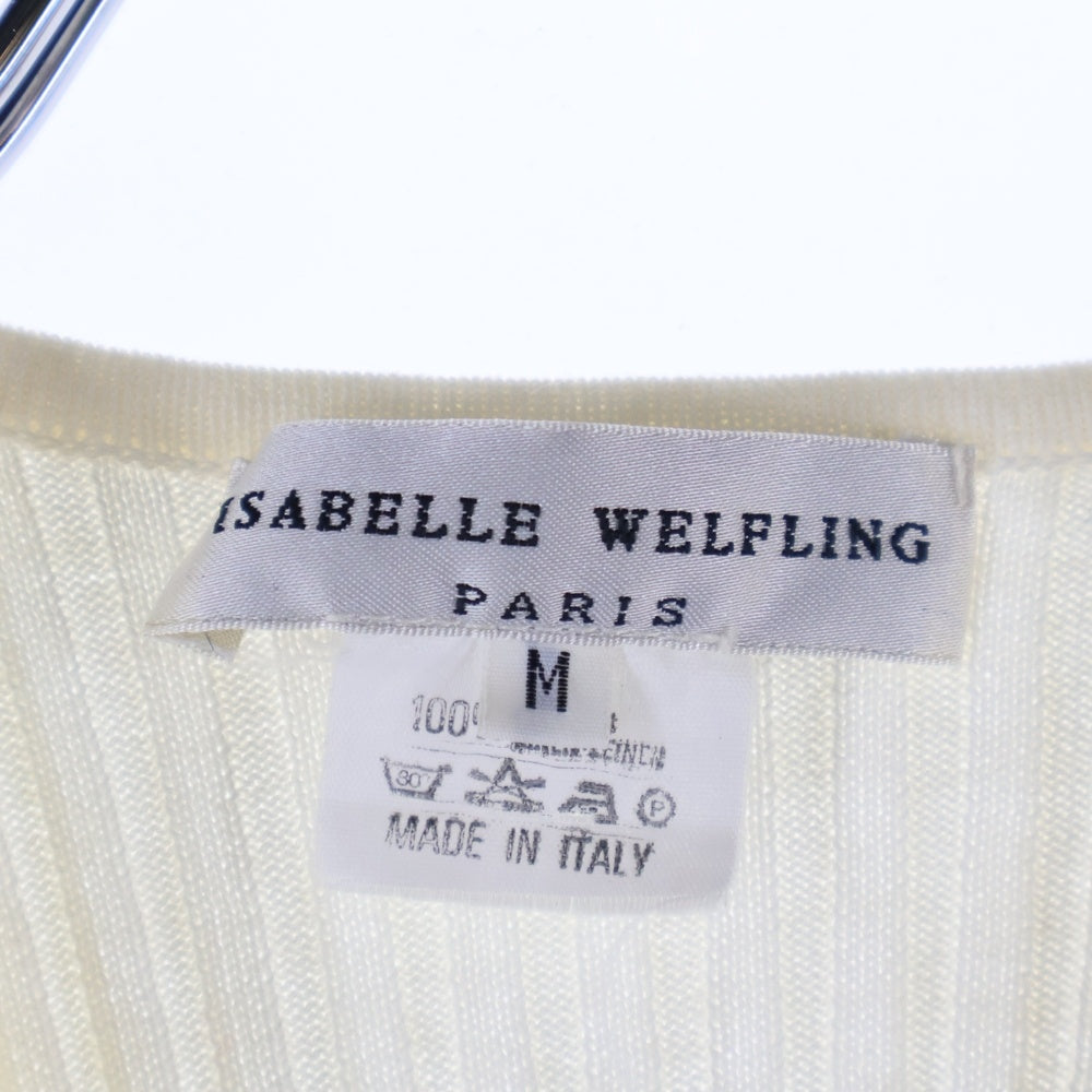 NO BRAND(ノーブランド) ISABELLE WELFLING イザベル ウェルフラン リーフ刺繍 リブニット切り替え リネン ベスト ホワイト レディース
