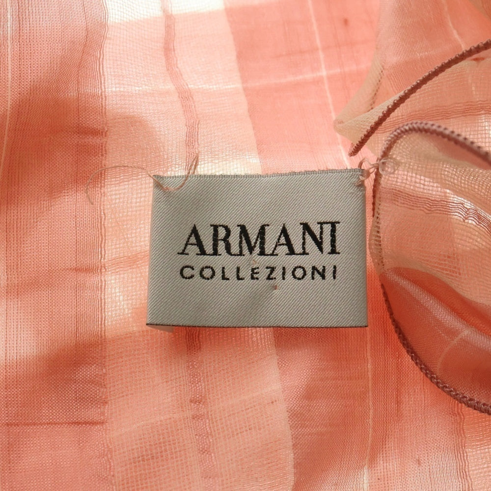 ARMANI(アルマーニ) ボーダー総柄 バイアス シルク スカーフ ピンク〇