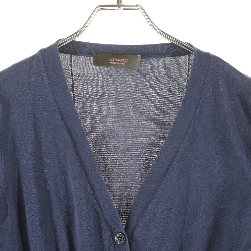 NO BRAND(ノーブランド) LALTRAMODA ラルトラモーダ コットンニット 五分袖 カーディガン ネイビー レディース