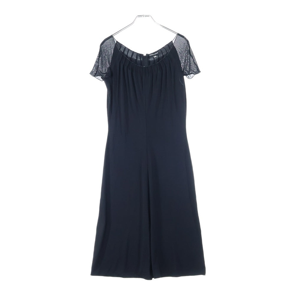 GIORGIO ARMANI(ジョルジオアルマーニ) バックジップ 半袖ワンピース ブラック レディース 〇