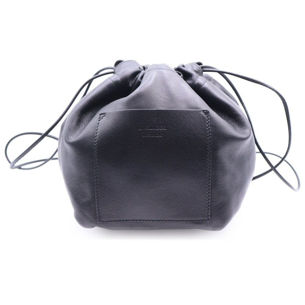 JIL SANDER(ジルサンダー) ドローストリング 巾着ショルダーバッグ ブラック レザー