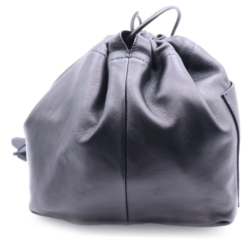 JIL SANDER(ジルサンダー) ドローストリング 巾着ショルダーバッグ ブラック レザー