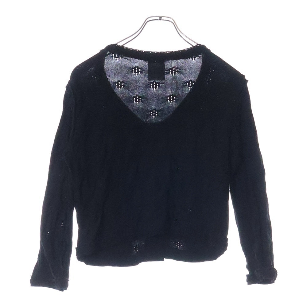 CHANEL(シャネル) ココマークボタン フリル ナイロン混 レーヨン ニット カーディガン ブラック レディース P40395K02942