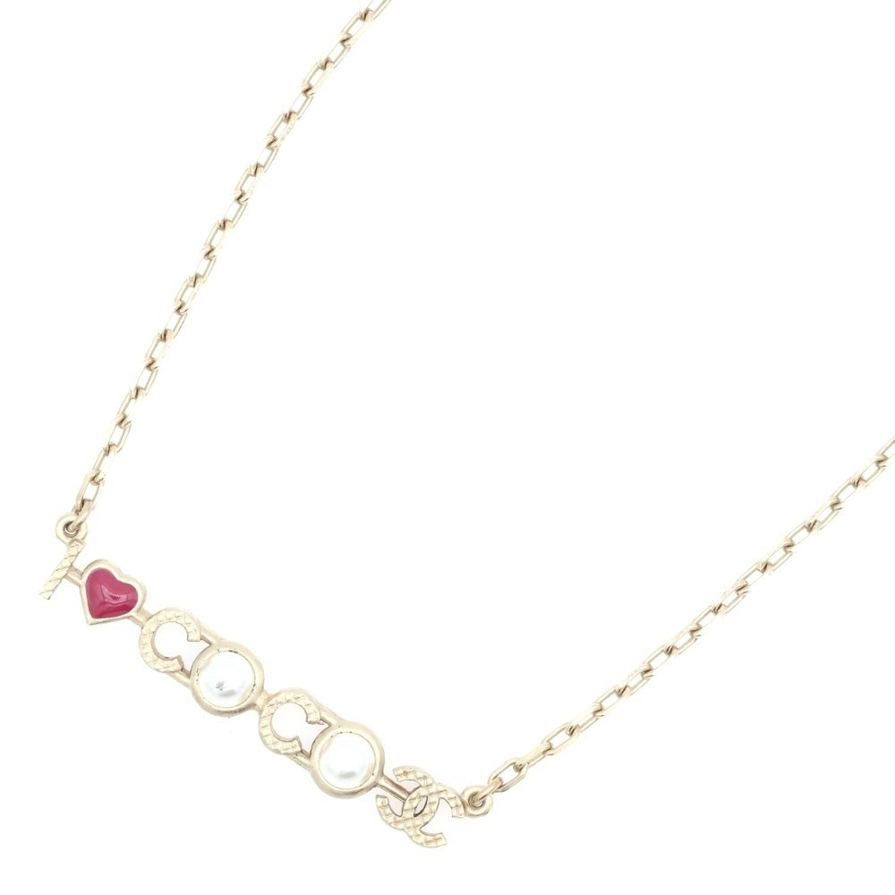 CHANEL(シャネル) I LOVE COCO アイラブココ ココマーク ロゴ フェイクパール チェーンネックレス ゴールド A17P