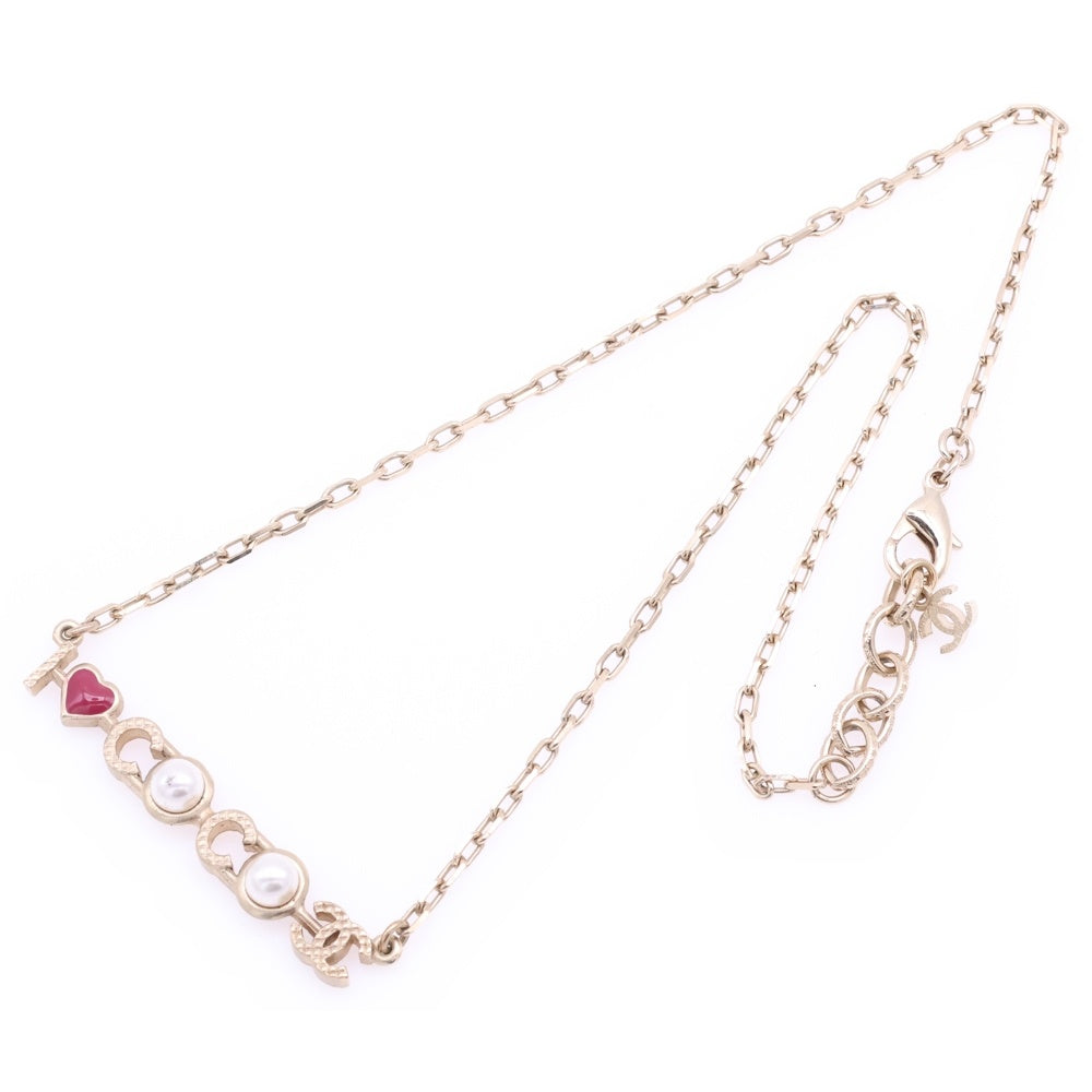 CHANEL(シャネル) I LOVE COCO アイラブココ ココマーク ロゴ フェイクパール チェーンネックレス ゴールド A17P
