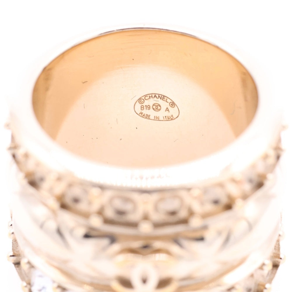 CHANEL(シャネル) ココマーク ビジュー 3連 マトラッセ ラインストーン リング 指輪 ゴールド 15号 B19A