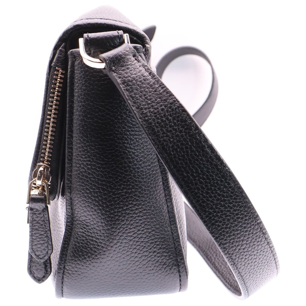 Kate Spade(ケイトスペード) ランアラウンド ジップデザイン ロゴプレート レザー ショルダーバッグ シルバー金具 ブラック レディース PXR00404 001