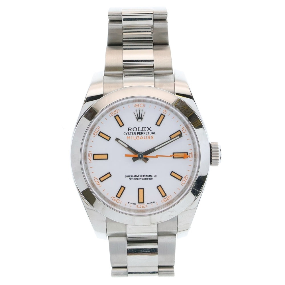 ROLEX(ロレックス) Milgauss ミルガウス 白文字盤 SS/AT ステンレスウォッチ 腕時計 シルバー 116400