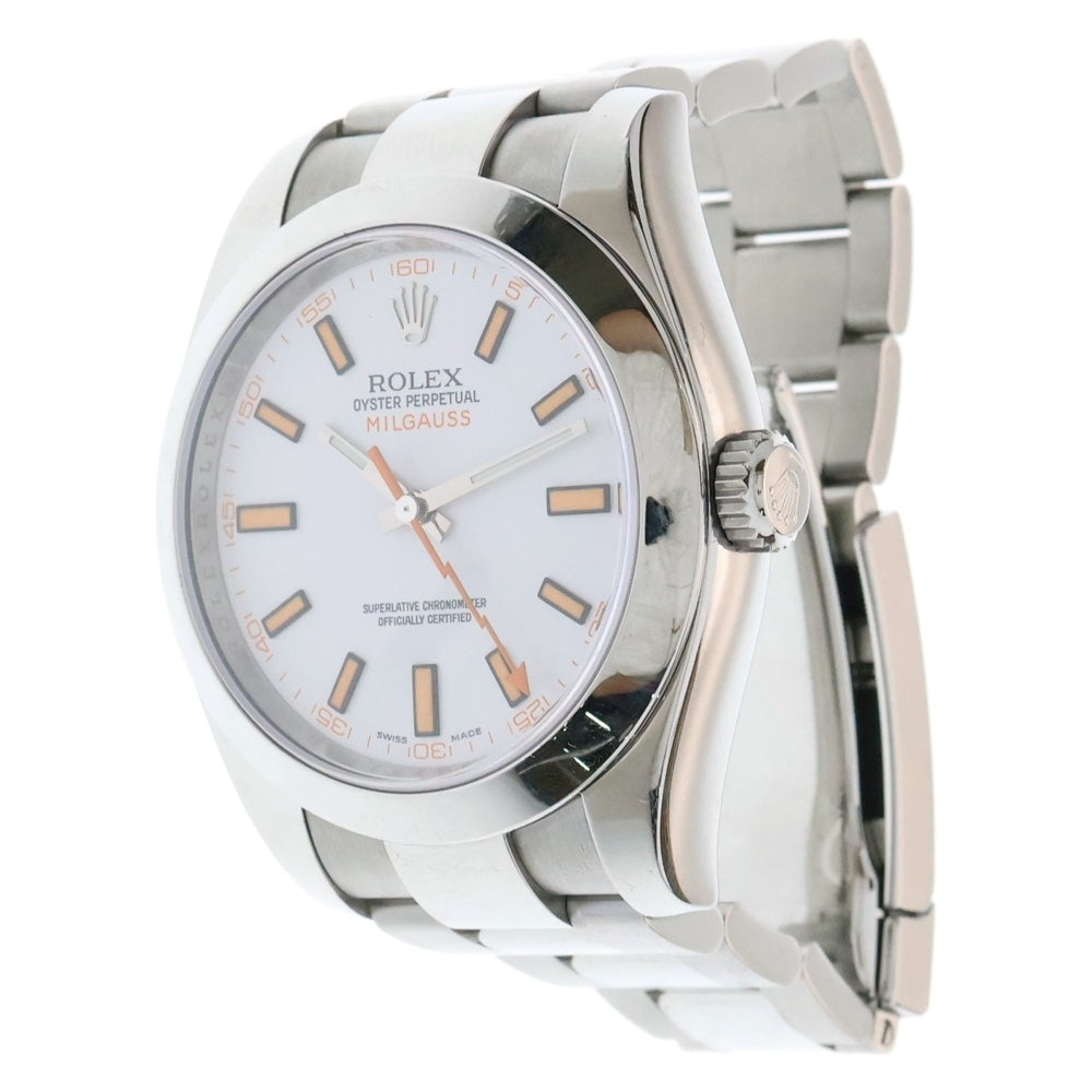 ROLEX(ロレックス) Milgauss ミルガウス 白文字盤 SS/AT ステンレスウォッチ 腕時計 シルバー 116400