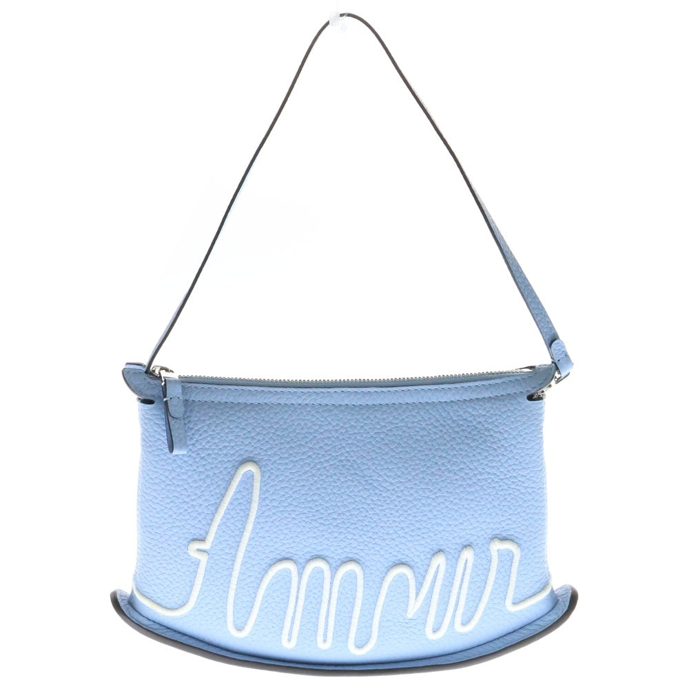 DELVAUX(デルボー) パン スウィング マグリットコレクション 刺繍 ハンドバッグ ミニバッグ ライトブルー シルバー金具 レザー