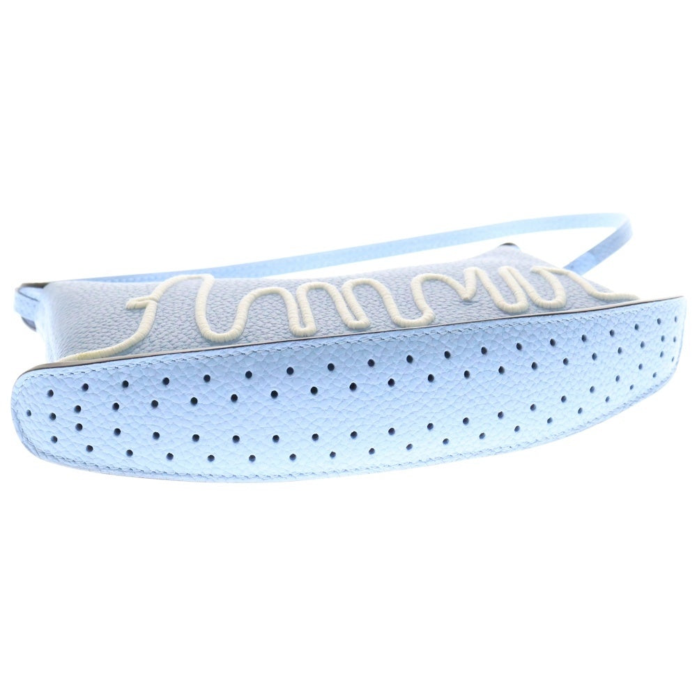 DELVAUX(デルボー) パン スウィング マグリットコレクション 刺繍 ハンドバッグ ミニバッグ ライトブルー シルバー金具 レザー