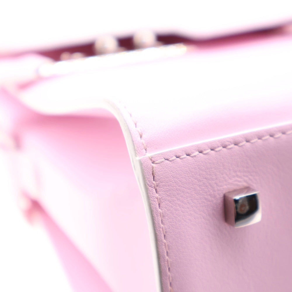 DELVAUX(デルボー) タンペートMM 2wayハンドバッグ ショルダーバッグ シルバー金具 ピンク レザー