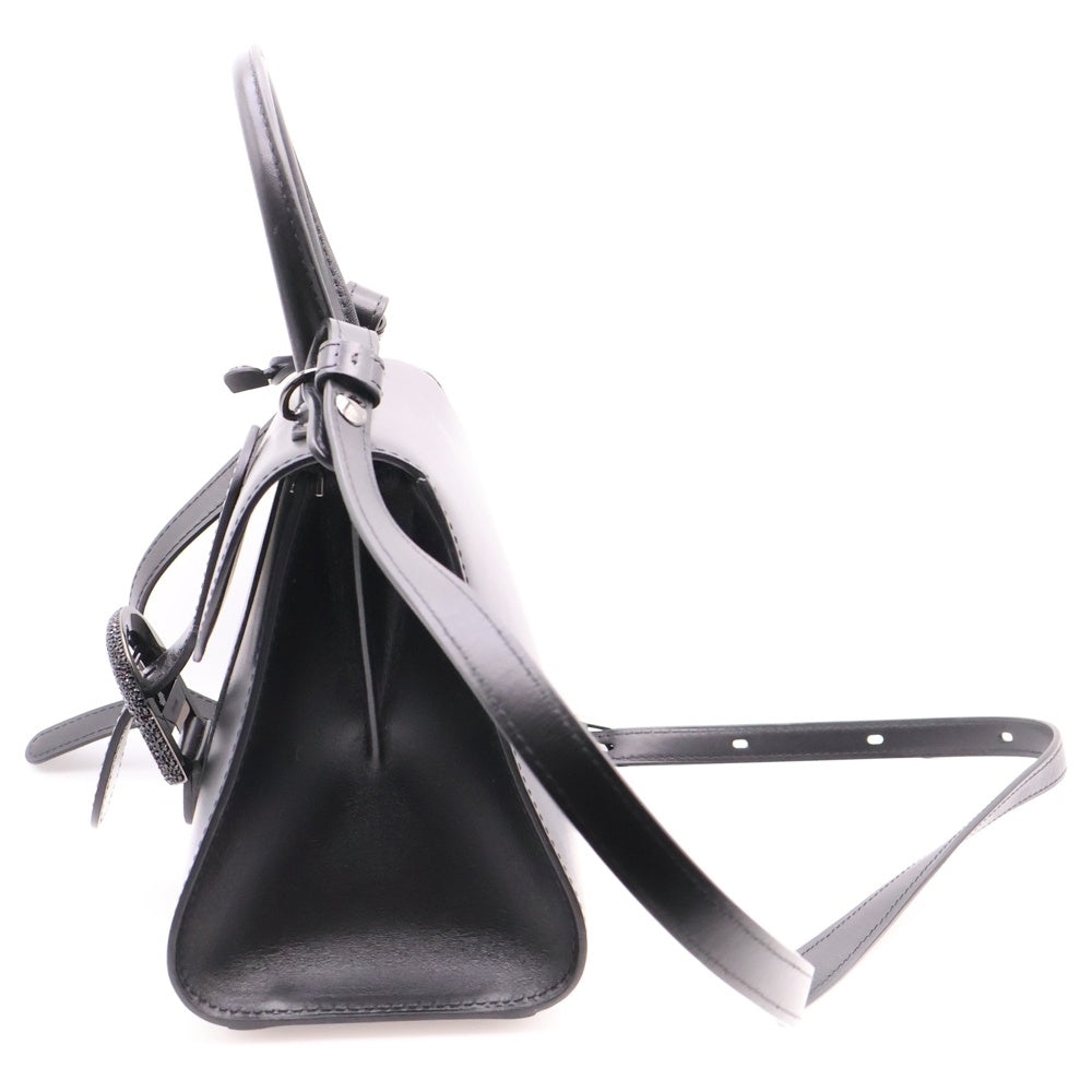 DELVAUX(デルボー) ブリヨン ミニ フル ストラス バックル ブラック レザー 2WAY ショルダーバッグ ハンドバッグ 限定品