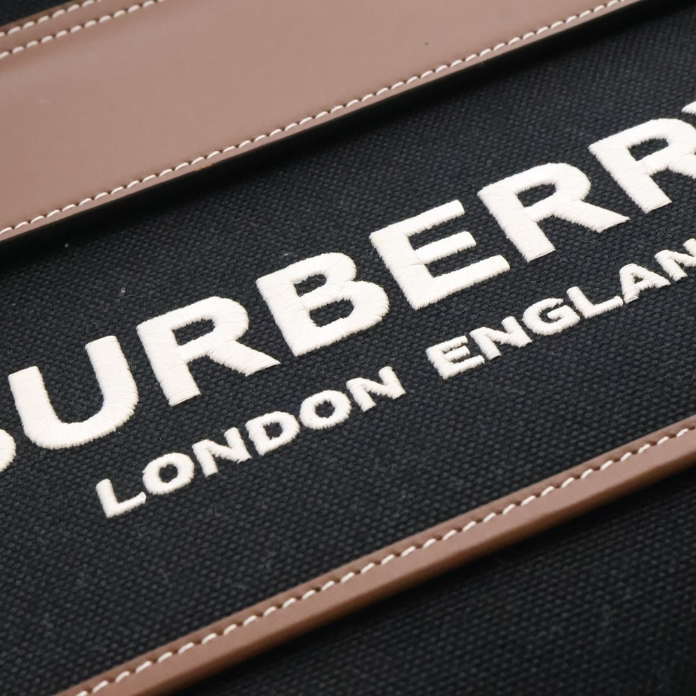 BURBERRY(バーバリー) フレヤトート 黒×ブラウン キャンバス×レザー 8055747