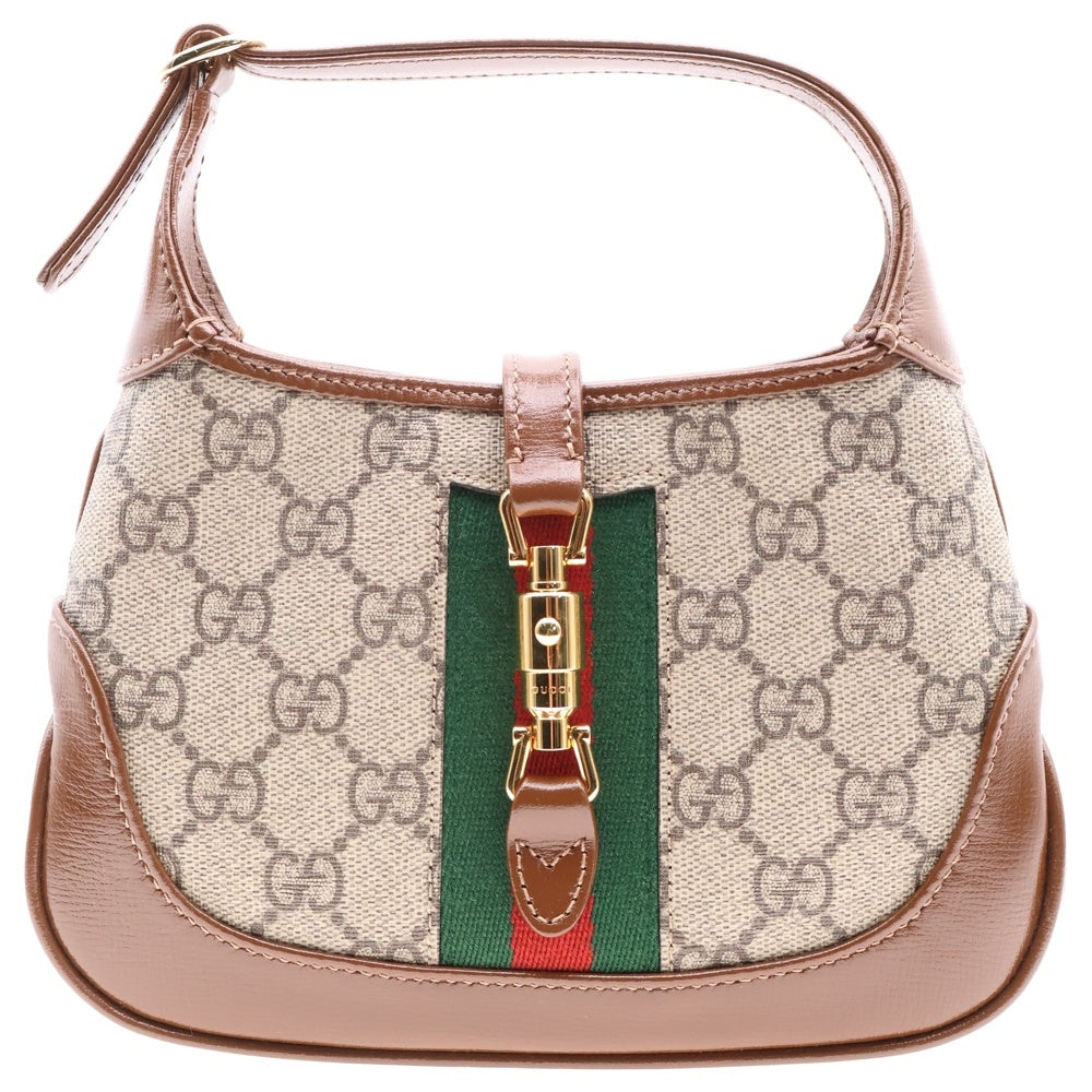 GUCCI(グッチ) GGスプリーム ジャッキー1961 ミニバッグ ハンドバッグ ショルダーバッグ ブラウン×ベージュ ゴールド金具 キャンバス×レザー 637092