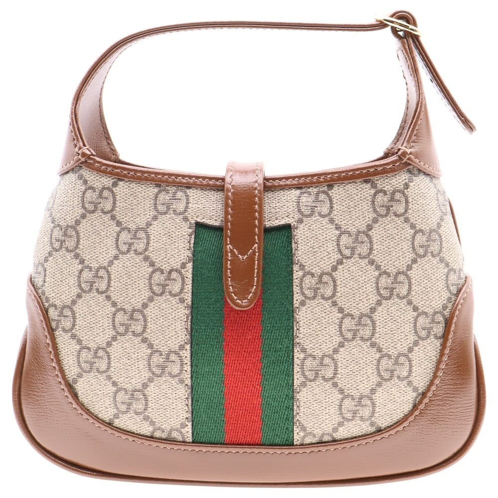 GUCCI(グッチ) GGスプリーム ジャッキー1961 ミニバッグ ハンドバッグ ショルダーバッグ ブラウン×ベージュ ゴールド金具 キャンバス×レザー 637092