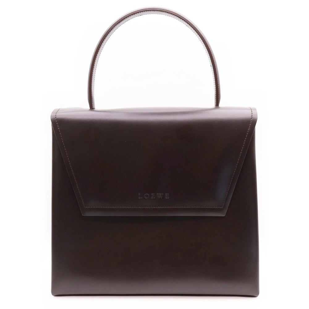 LOEWE(ロエベ) ロゴ刻印 レザー スクエア 2WAY ハンド ショルダーバッグ ブラウン