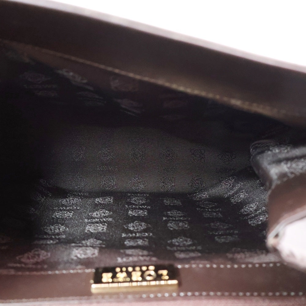 LOEWE(ロエベ) ロゴ刻印 レザー スクエア 2WAY ハンド ショルダーバッグ ブラウン