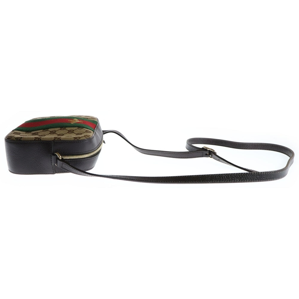 GUCCI(グッチ) GGキャンバス シェリーライン ビー キャンバス レザー ショルダーバッグ ベージュ/ブラウン 412008