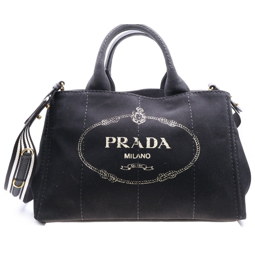 PRADA(プラダ) カナパM ブラック キャンバス 2WAY ハンドバッグ ショルダーバッグ