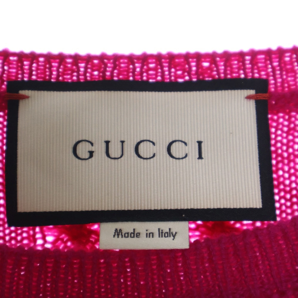 GUCCI(グッチ) ボーダー切り替え カシミヤ ロングスリーブ 長袖 ニット セーター ピンク 457495 X5L47
