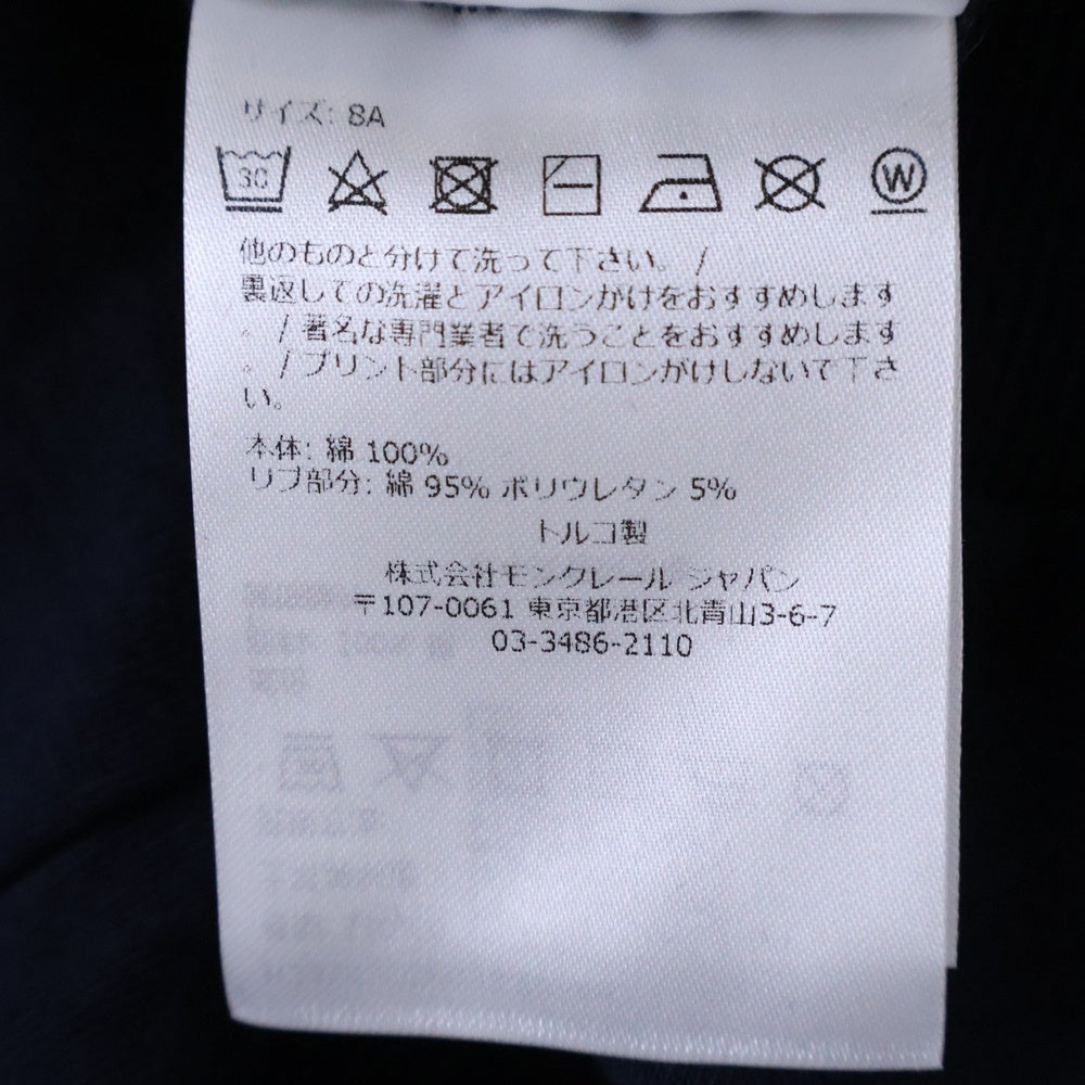 MONCLER(モンクレール) 22AW ロゴプリント ワッペン クルーネック プルオーバースウェットトレーナー ネイビー キッズ H29548G00035 809AG