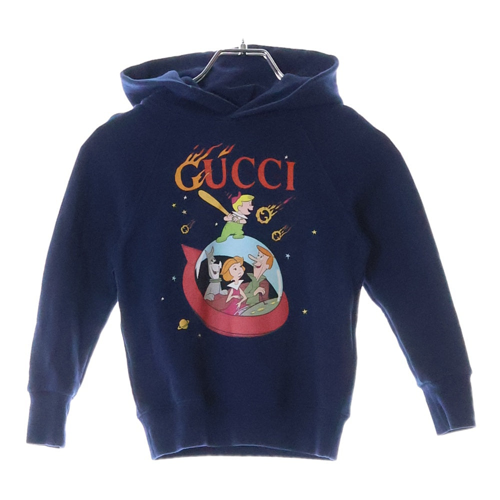 GUCCI(グッチ) ×The Jetsons 宇宙家族ジェットソン ロゴプリント プルオーバースウェットパーカー フーディー ネイビー キッズ 748339 XJFML