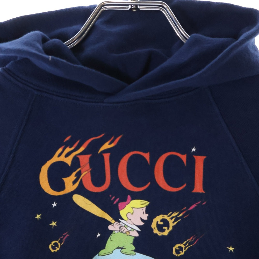 GUCCI(グッチ) ×The Jetsons 宇宙家族ジェットソン ロゴプリント プルオーバースウェットパーカー フーディー ネイビー キッズ 748339 XJFML