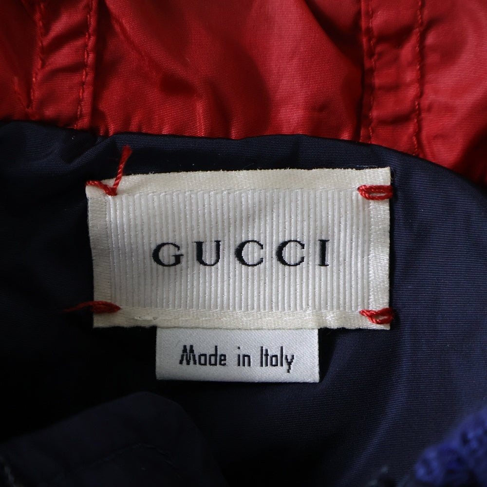 GUCCI(グッチ) インターロッキングG バックプリント フーデッド ジップアップ ナイロンジャケットブルゾン ネイビー キッズ 546863 XWAB0